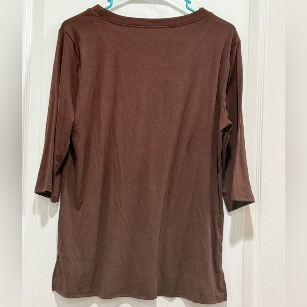 Brown Ribbed Knit Top XL - Picture 2 of 3